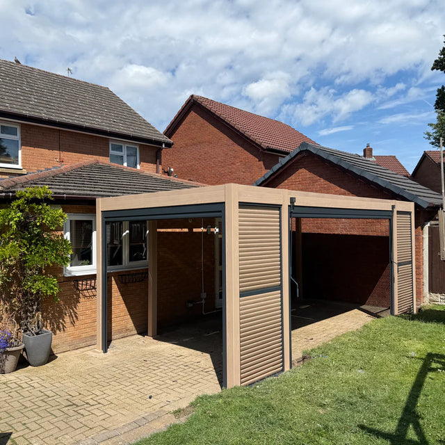 Wood Effect Aluminium Pergolas
