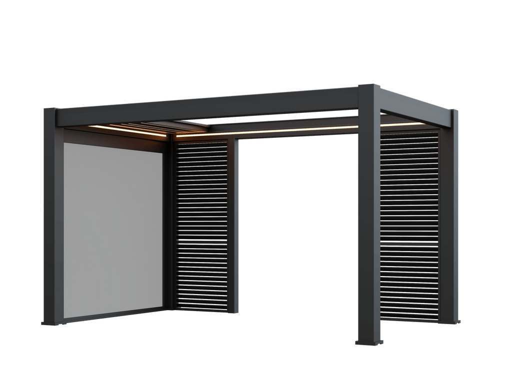 PergoLIFE - Horizon 4m x 3m Manually Retractable Roof Aluminium Pergola with LED Lights - Pergola