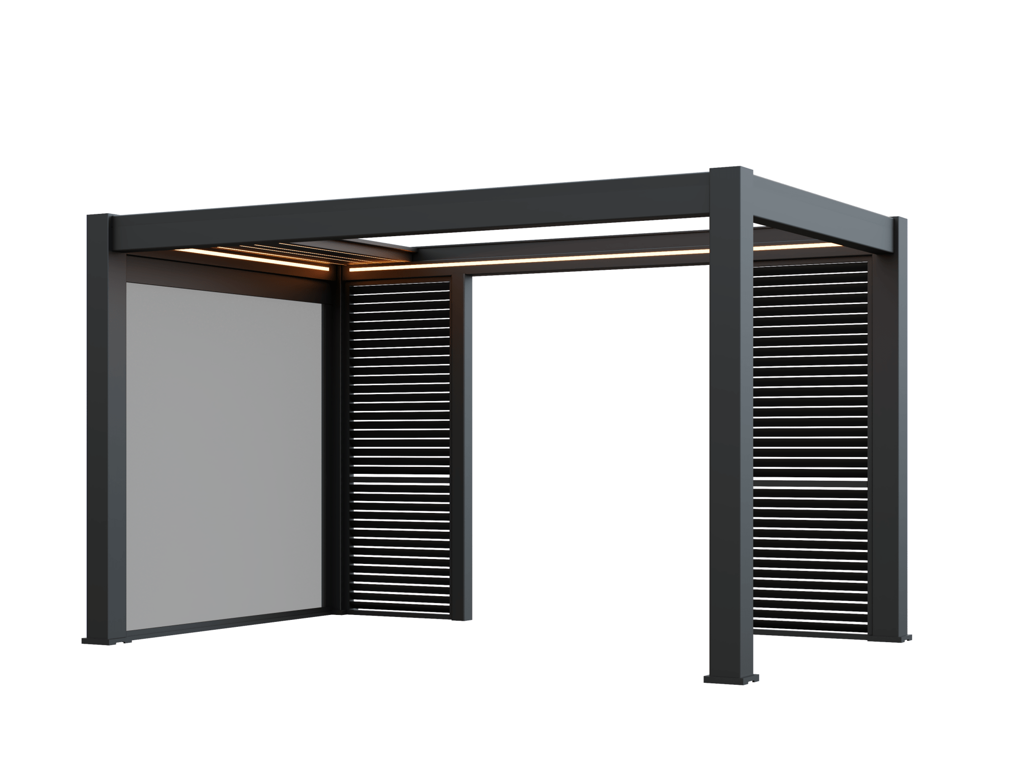 PergoLIFE - Horizon 4m x 3m Manually Retractable Roof Aluminium Pergola with LED Lights - Pergola