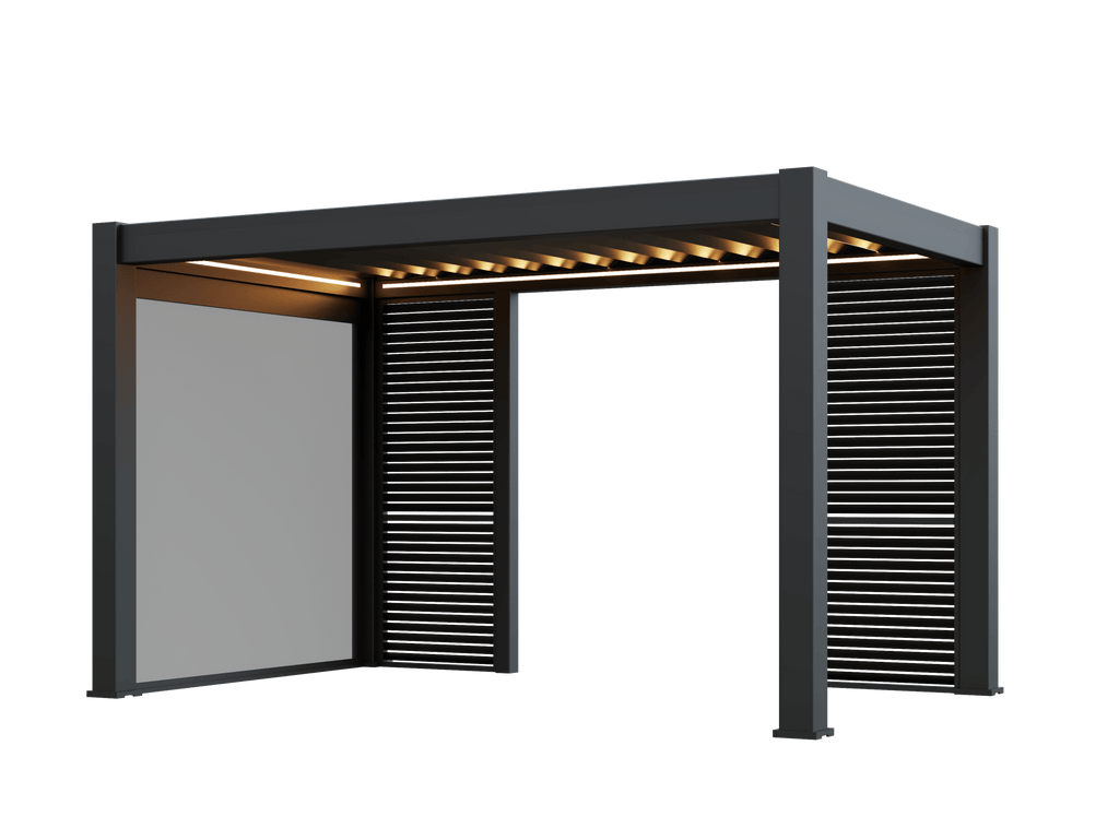 PergoLIFE - Horizon 4m x 3m Manually Retractable Roof Aluminium Pergola with LED Lights - Pergola
