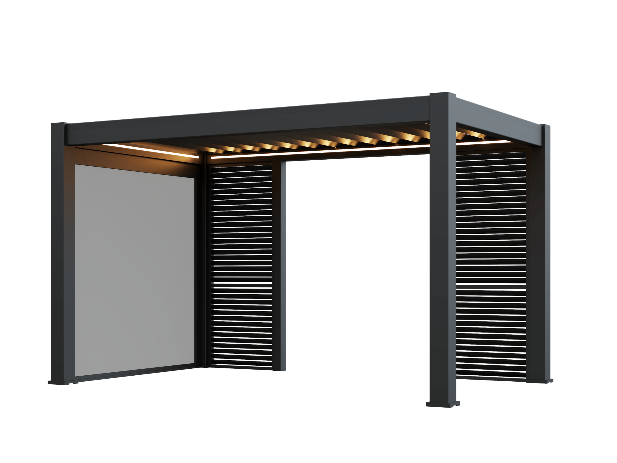 PergoLIFE - Horizon 4m x 3m Manually Retractable Roof Aluminium Pergola with LED Lights - Pergola