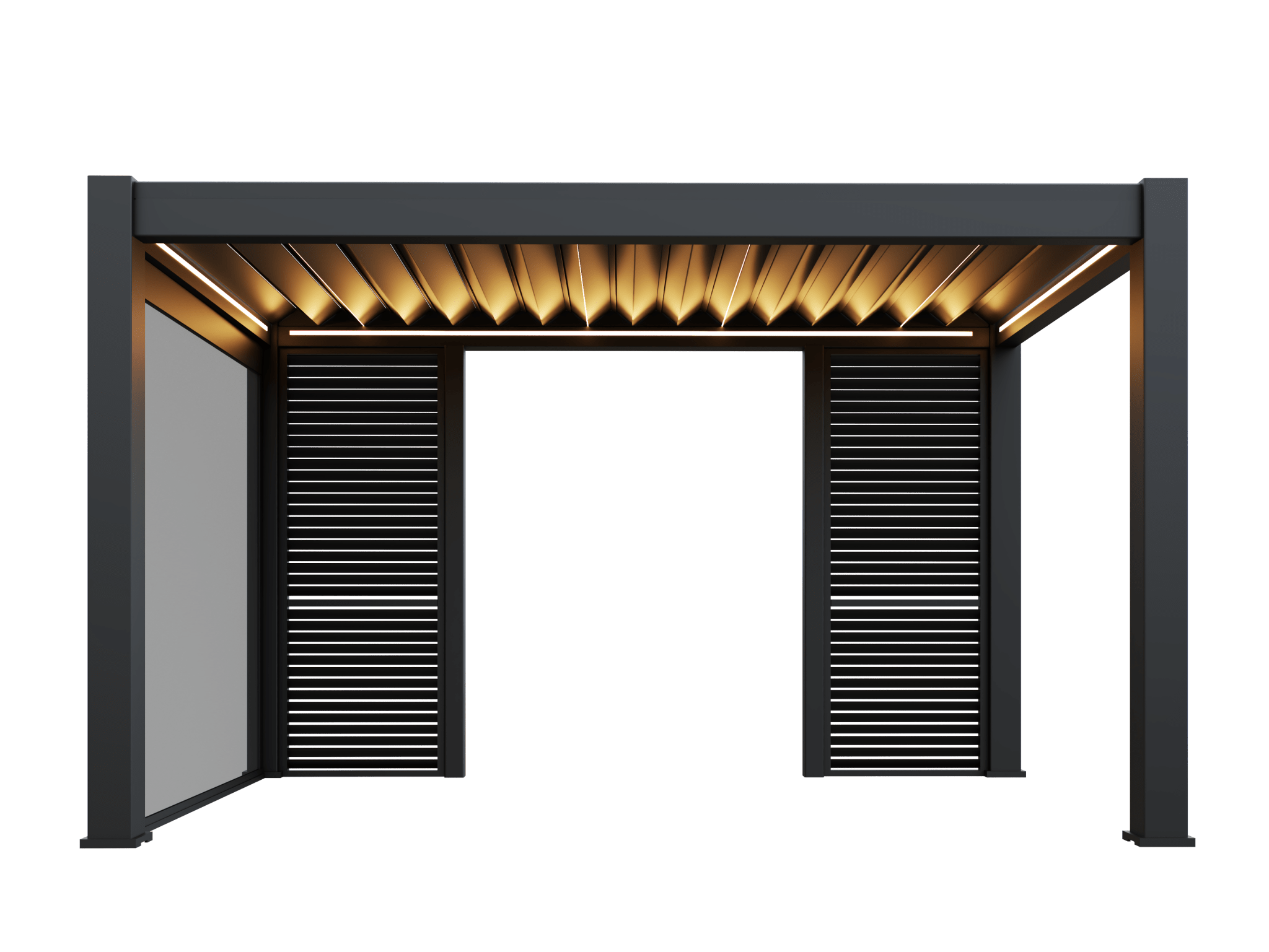 PergoLIFE - Horizon 4m x 3m Manually Retractable Roof Aluminium Pergola with LED Lights - Pergola