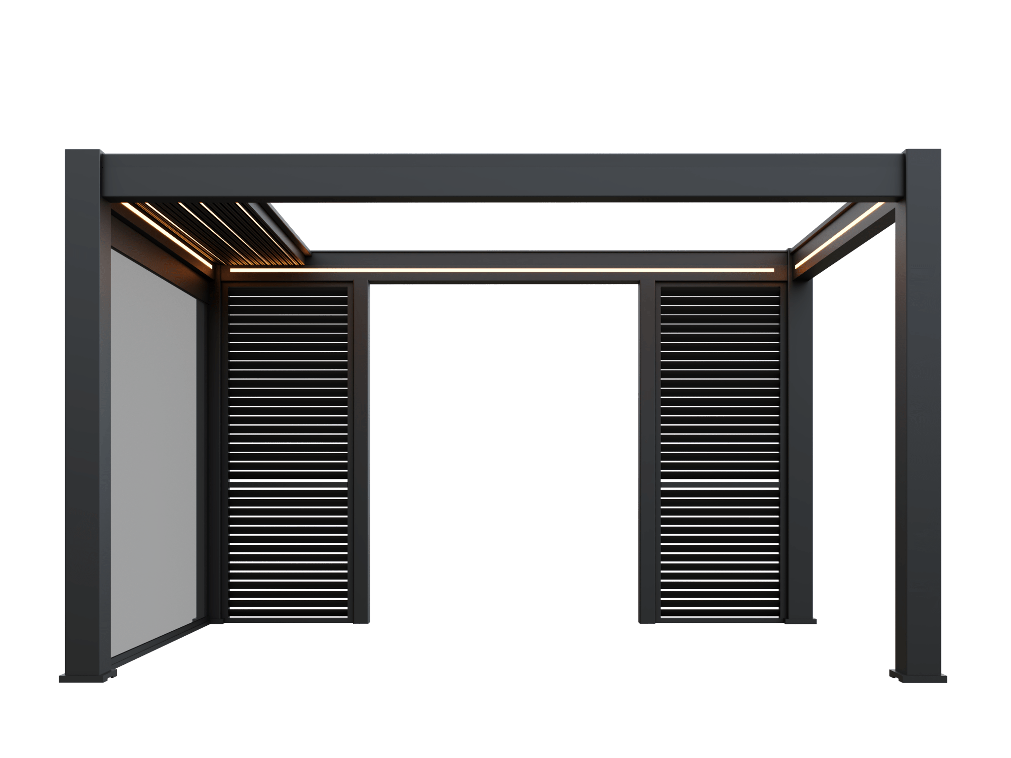 PergoLIFE - Horizon 4m x 3m Manually Retractable Roof Aluminium Pergola with LED Lights - Pergola