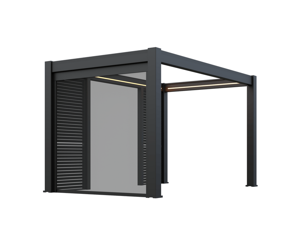 PergoLIFE - Horizon 4m x 3m Manually Retractable Roof Aluminium Pergola with LED Lights - Pergola