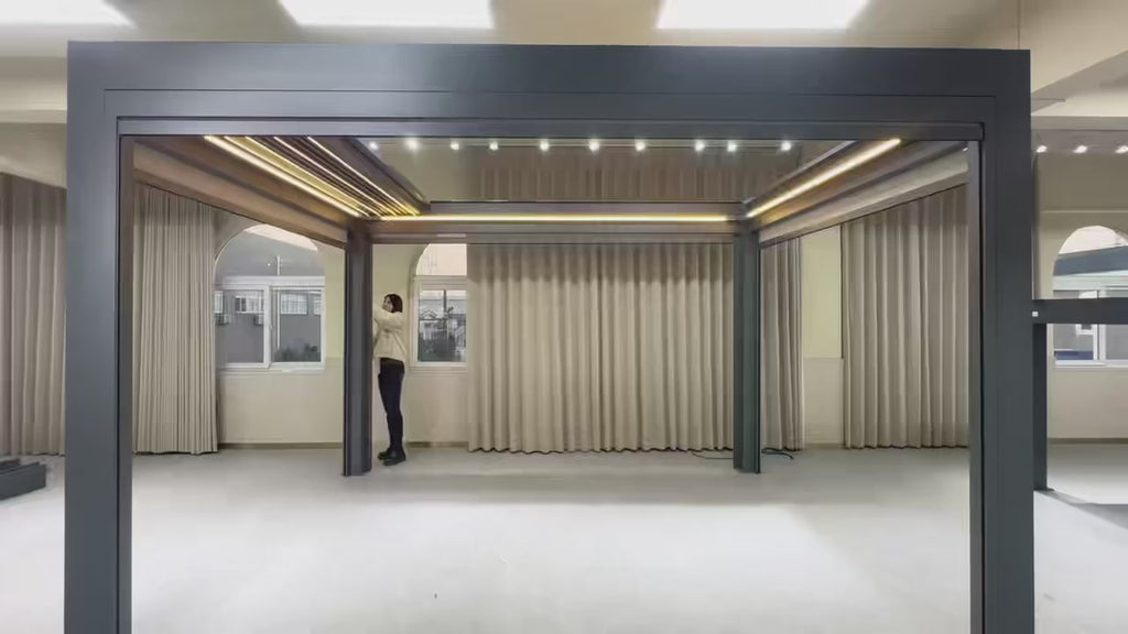 Manual Aluminium Pergola with Retractable Roof & LED Lights | Pergolife Horizon